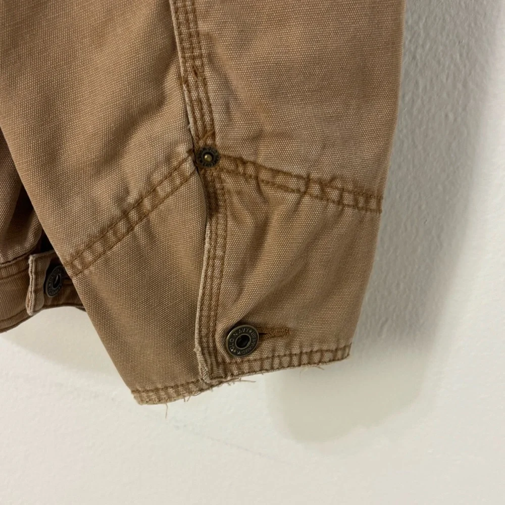 Vintage Y2K Old Navy Tan Canvas Chore Barn Jacket Mens L Fleece Lined Utility‎
